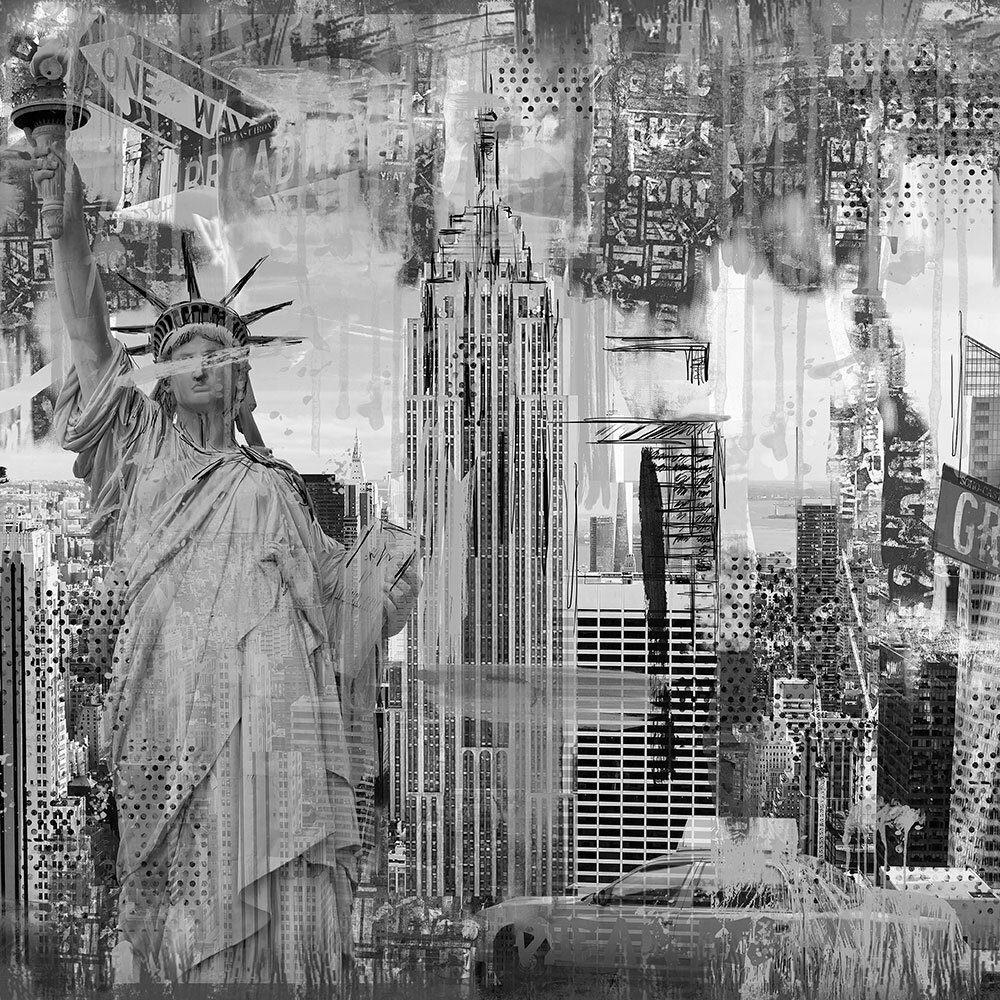 NYC Mural - Black - by Art for the home