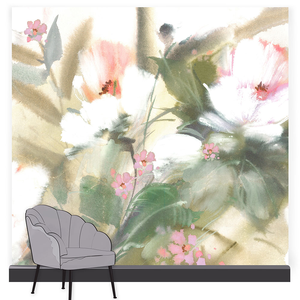 Expressive Floral Mural - Lush - by Art for the home