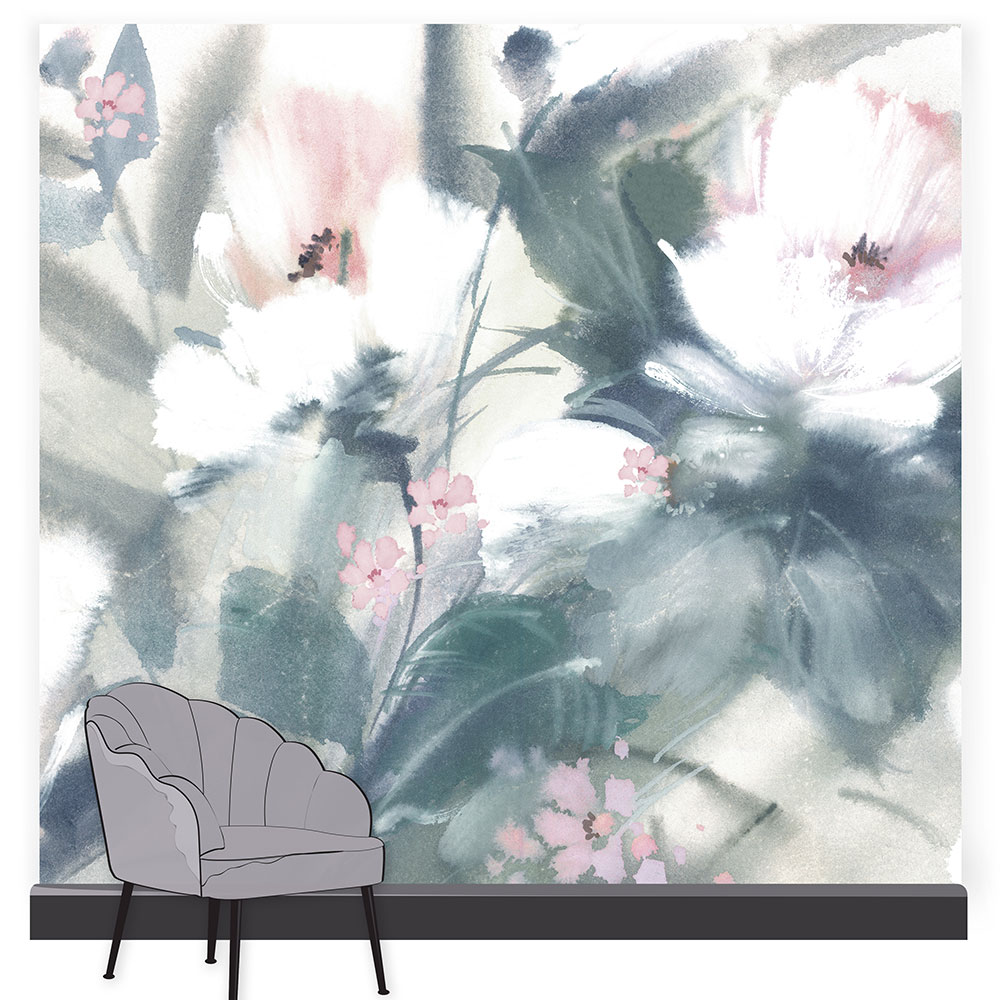 Expressive Floral Mural - Pastel - by Art for the home