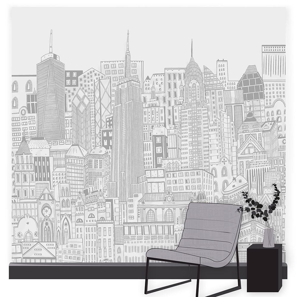 City Sketch Mural - Natural - by Art for the home