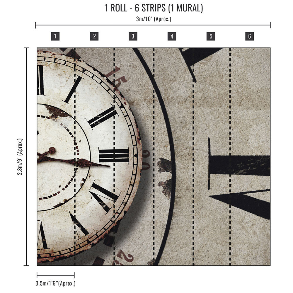 Timekeeper Mural - Vintage - by Art for the home