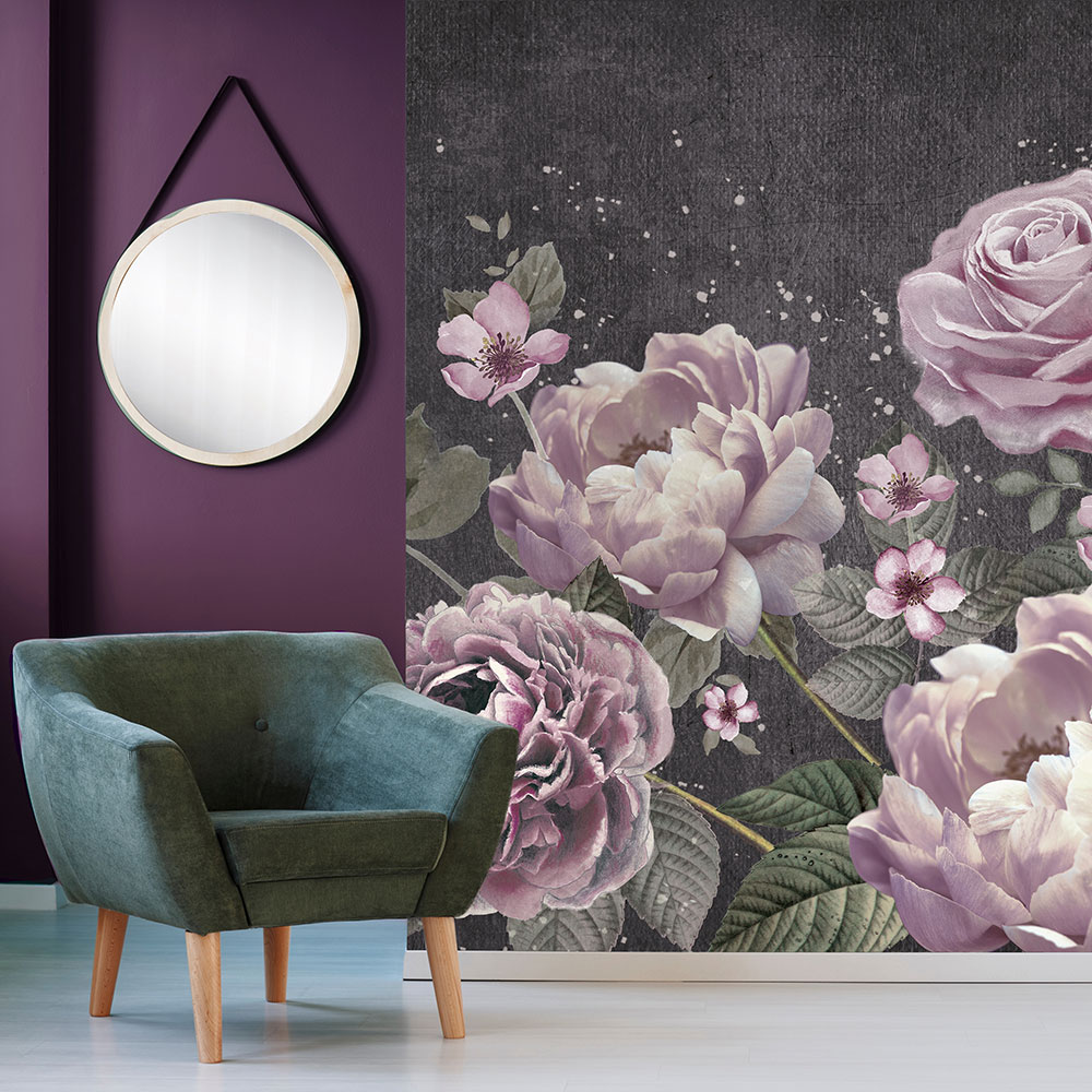 Moody Blooms Mural - Purple - by Art for the home