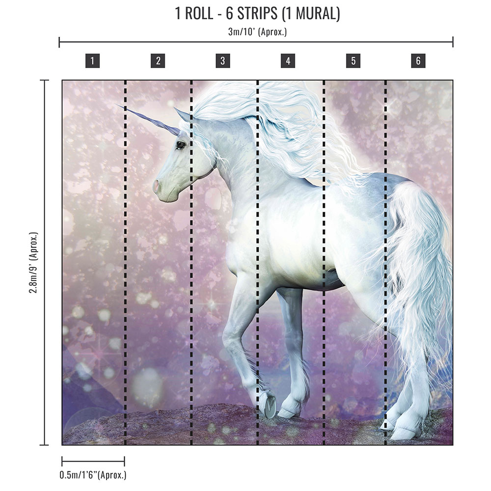 Magical Unicorn Mural - Purple - by Art for the home