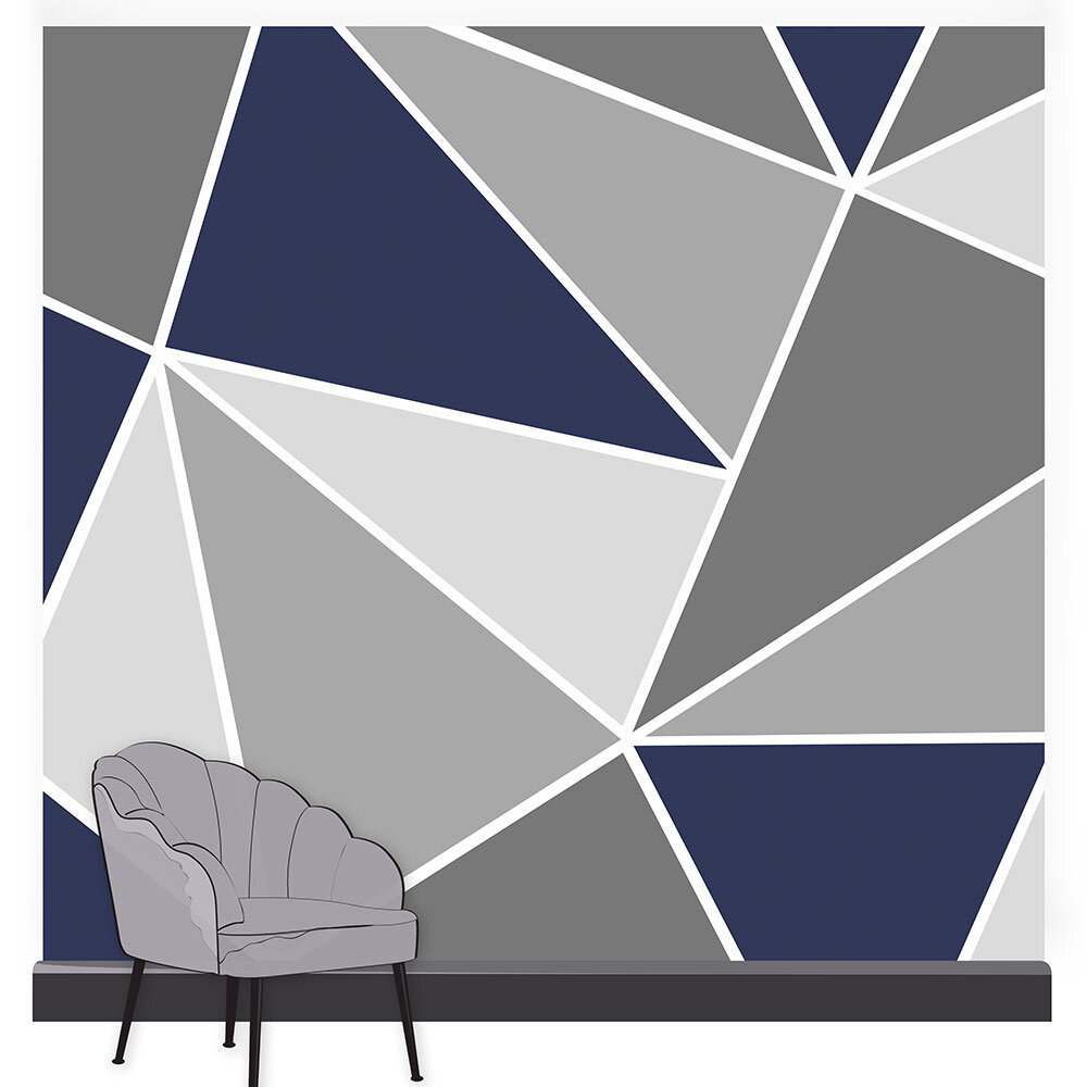 Trinity Geo Mural - Navy - by Art for the home
