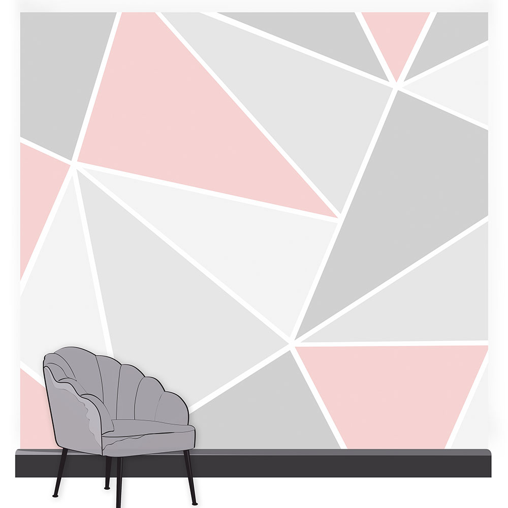 Trinity Geo Mural - Blush - by Art for the home