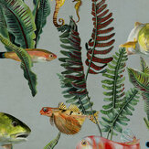 Bank of Fish Wallpaper - Cyan - by Coordonne