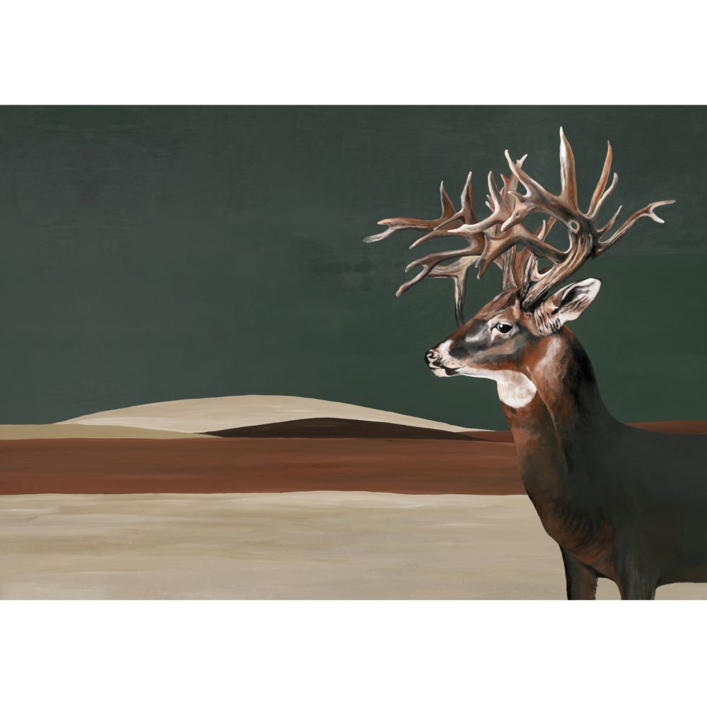 Great Deer Mural - Green - by Coordonne