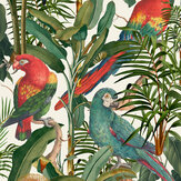 Parrots of Brasil Fabric - Green/ Red/ Blue/ White - by Mind the Gap. Click for more details and a description.