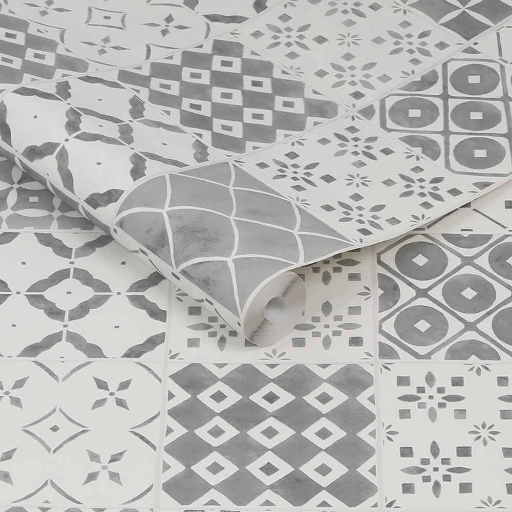 Porches Wallpaper - Grey - by Contour