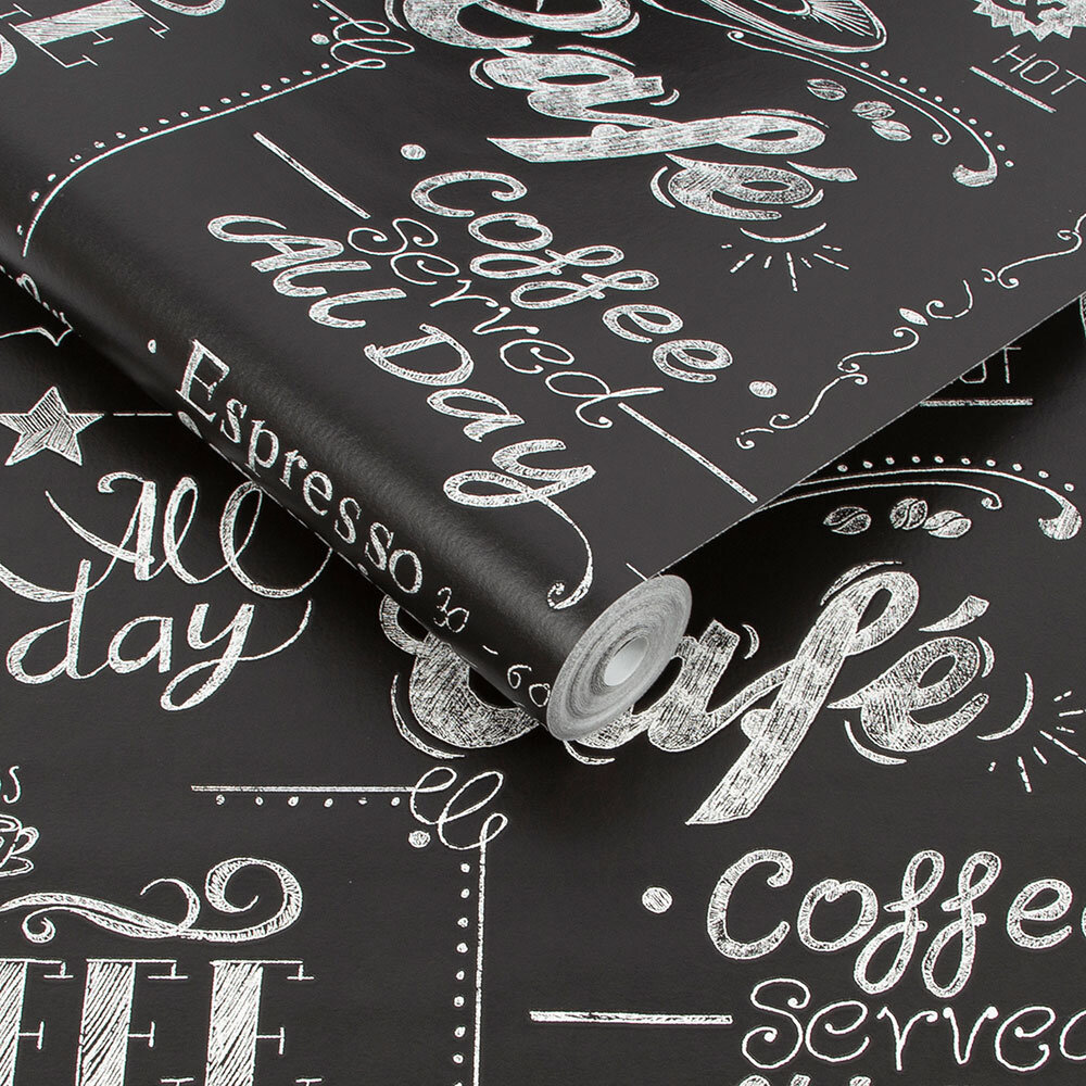 Coffee Shop Wallpaper - Black - by Superfresco Easy