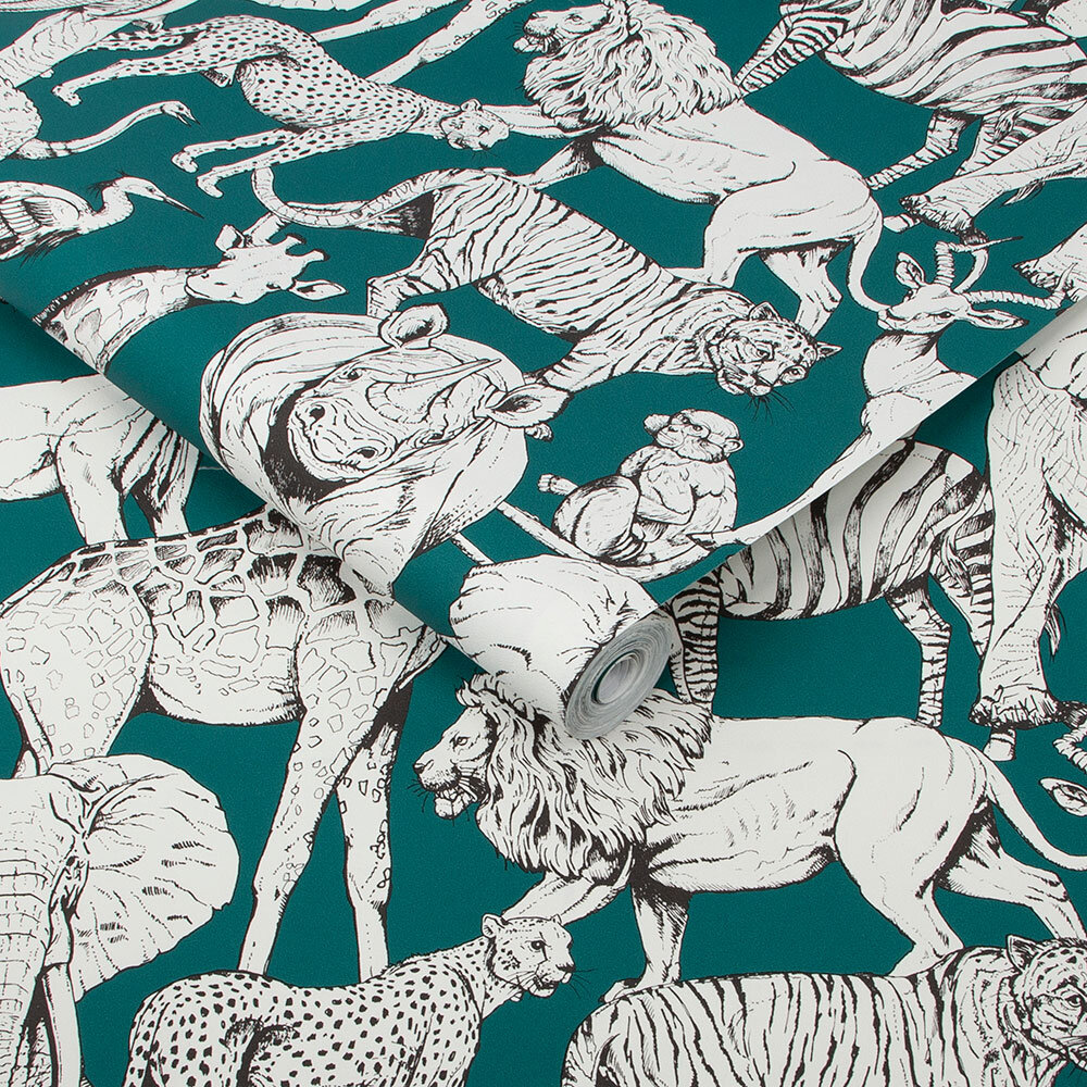 Jungle Animals Wallpaper - Vert - by Superfresco Easy