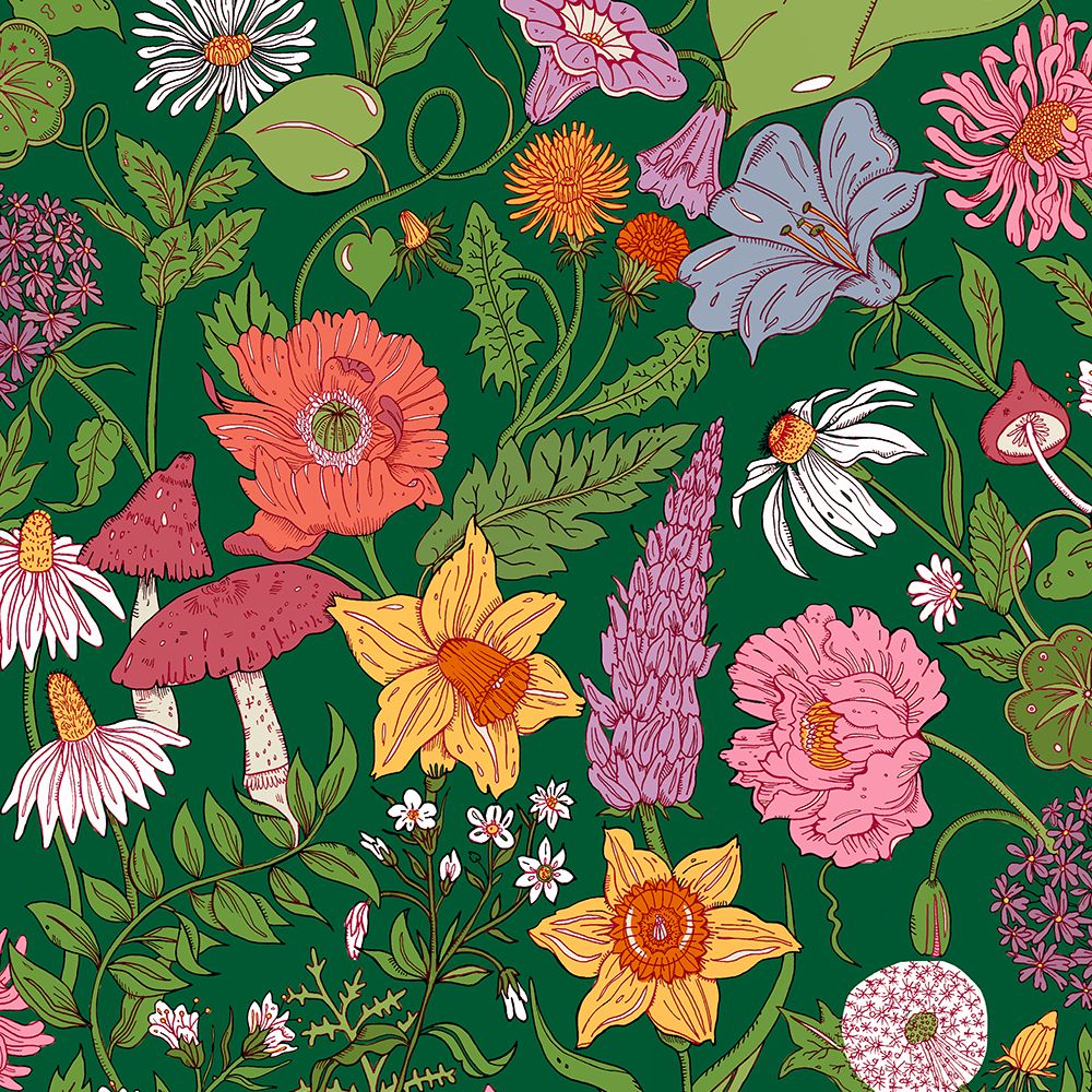 Bloom Wallpaper - Green - by Wear The Walls