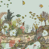 Underwater Jungle Mural - Soft Aqua and Coral - by Josephine Munsey. Click for more details and a description.