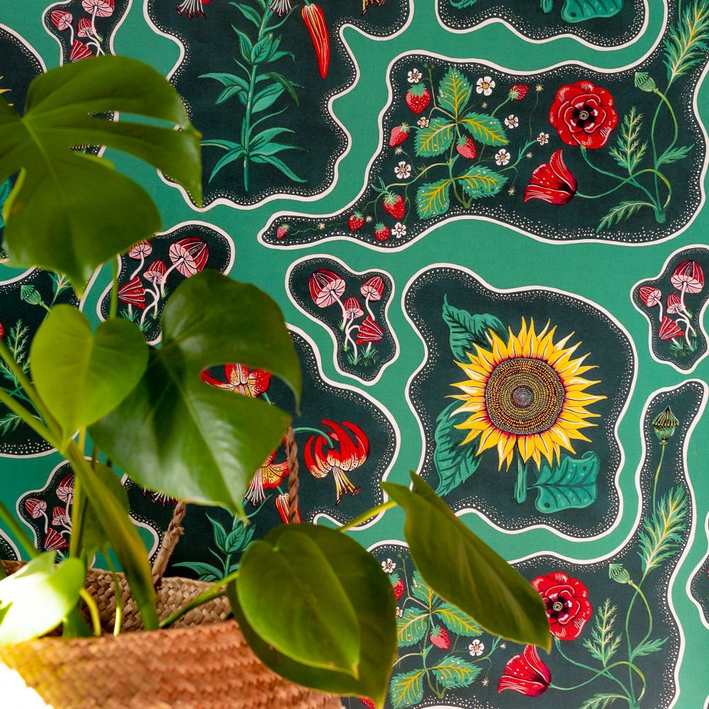 Halcyon Wallpaper - Green - by Wear The Walls