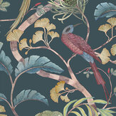 Living branches Wallpaper - Dark teal, Yellow and Olive - by Josephine Munsey. Click for more details and a description.