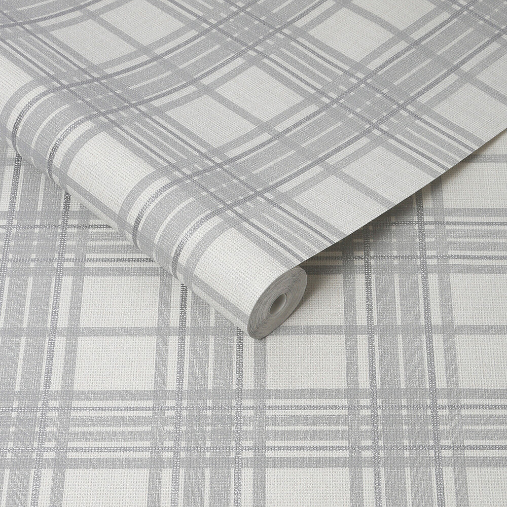 Country tartan Wallpaper - Silver - by Superfresco Easy