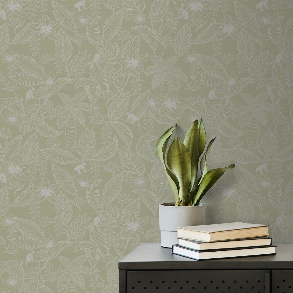 Monflo Wallpaper - Sage - by Ted Baker