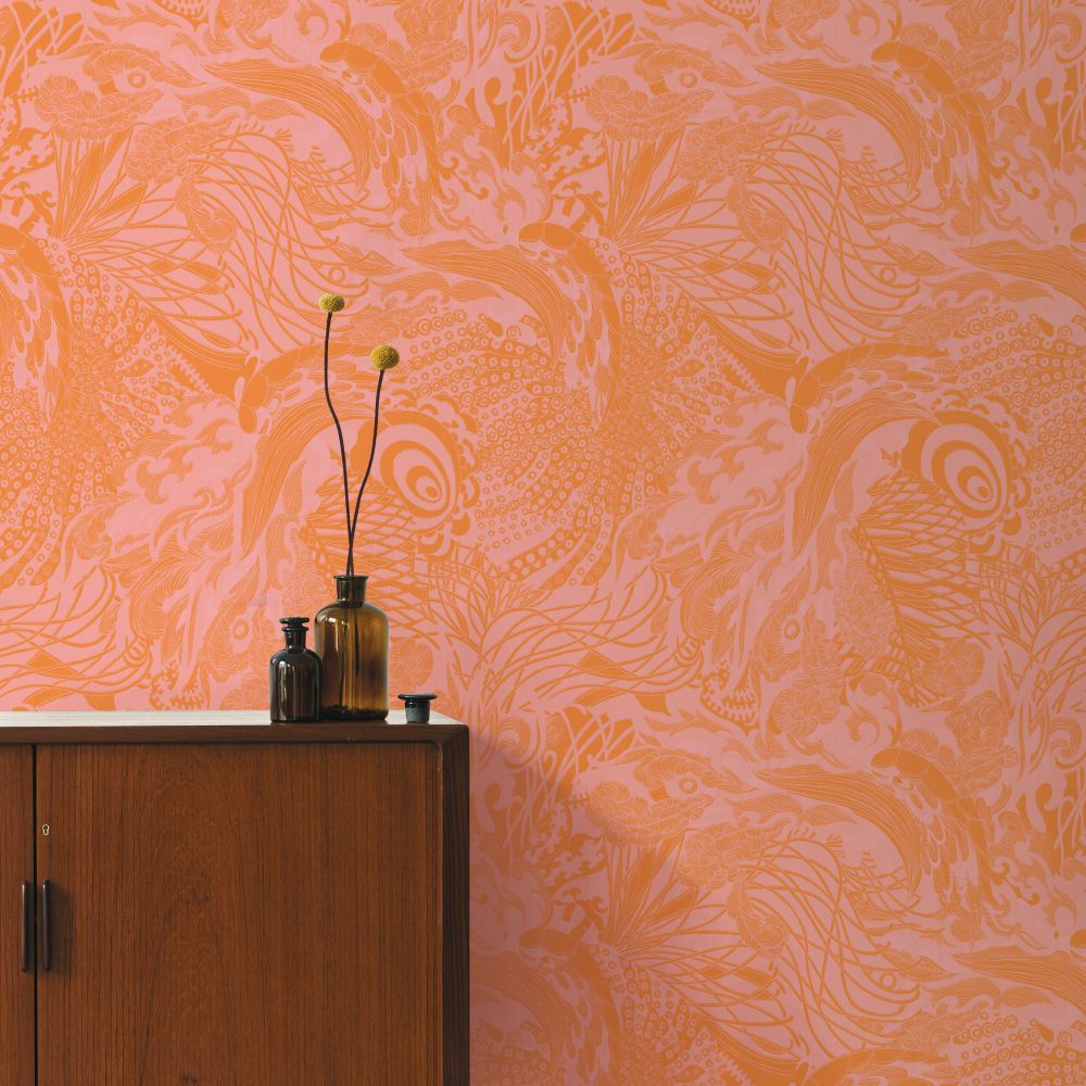 Eastern Tide Wallpaper - Orange - by Ted Baker