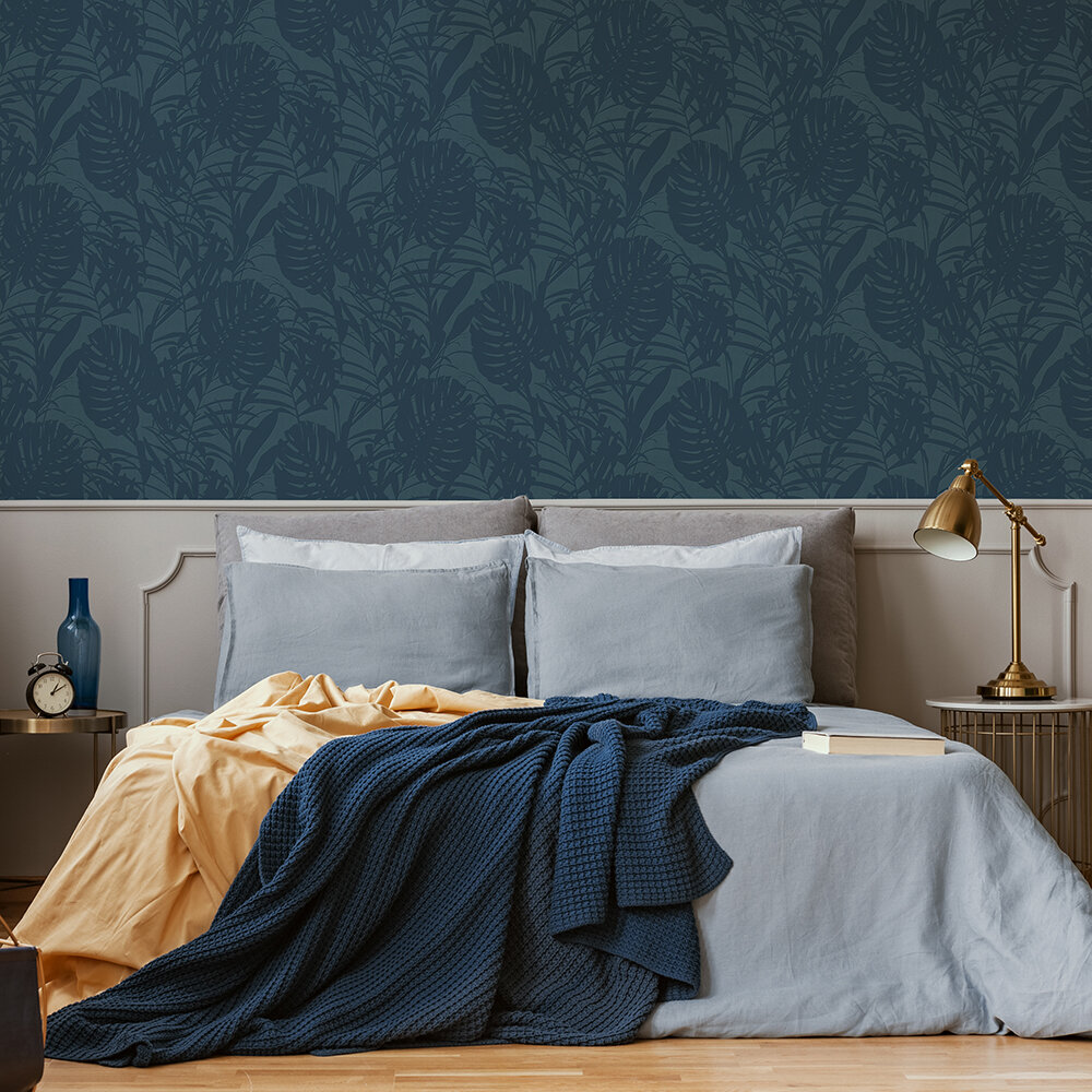 Blue Palm Leaf Wallpaper  Wayfair