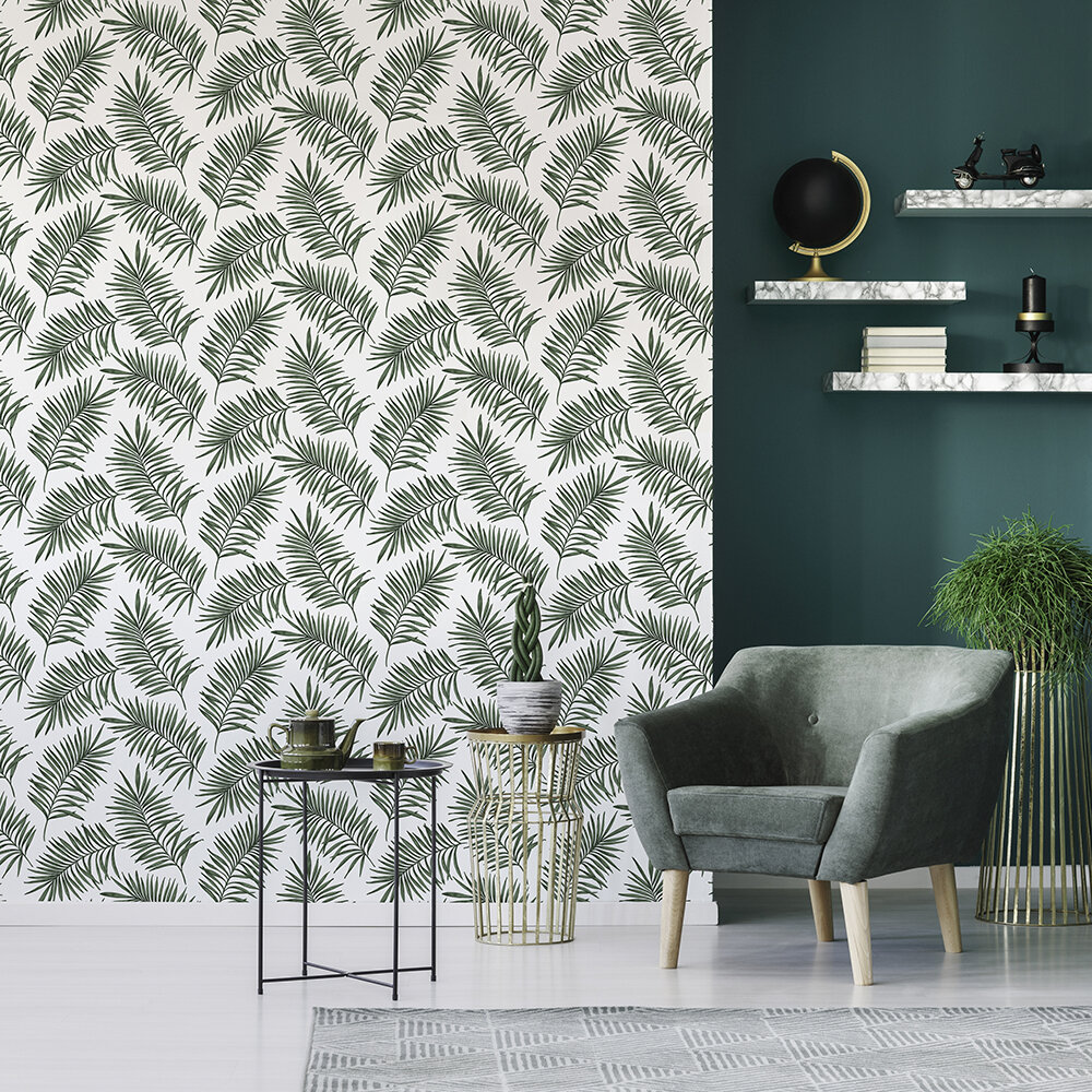 Scandi Leaf by Superfresco Easy - Green - Wallpaper : Wallpaper Direct