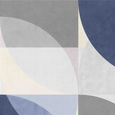 Geometric Circle Graphic Wallpaper - Grey/ Blue - by Galerie. Click for more details and a description.
