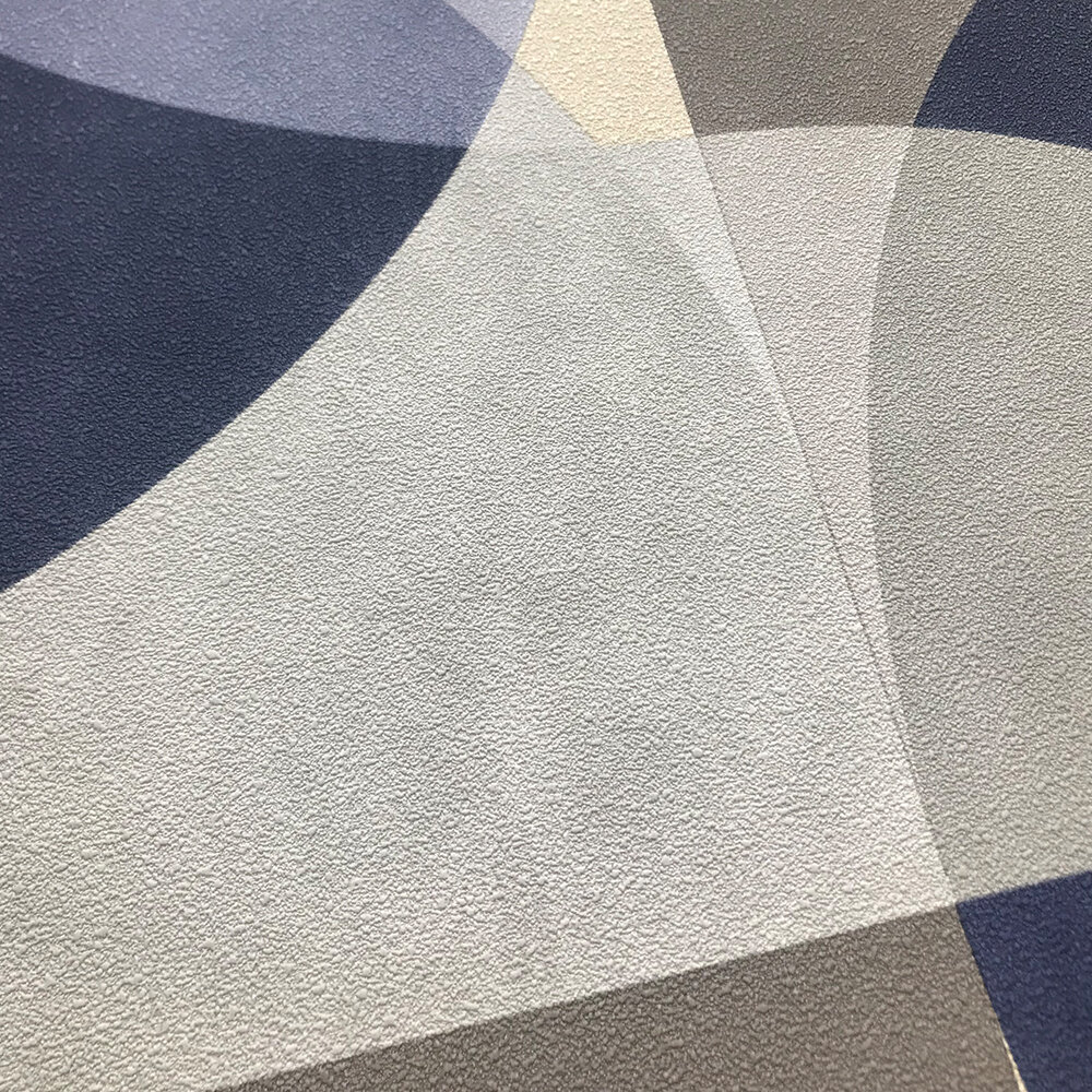 Geometric Circle Graphic Wallpaper - Grey/ Blue - by Elle Decor