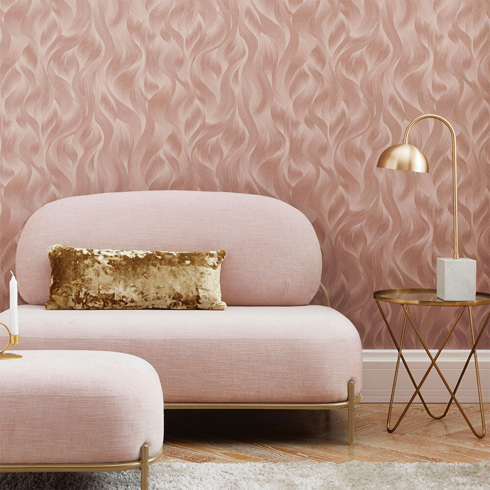 Wave Pattern Wallpaper - Blush Pink - by Galerie