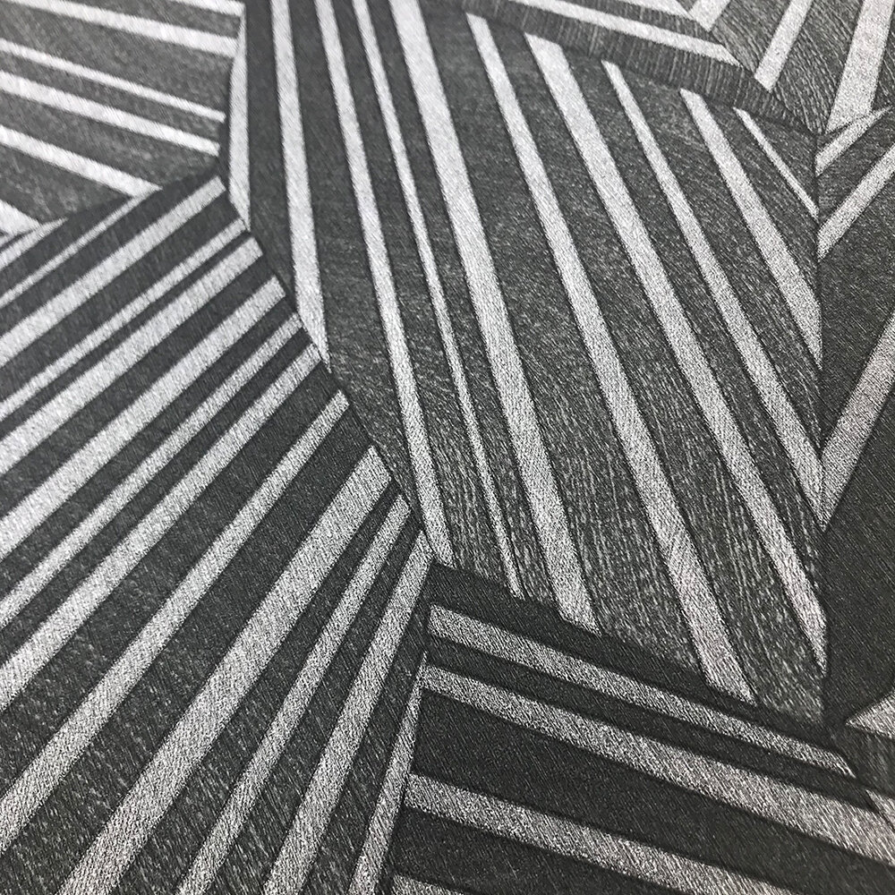 Geometric D Triangle Wallpaper - Black/ Silver - by Elle Decor