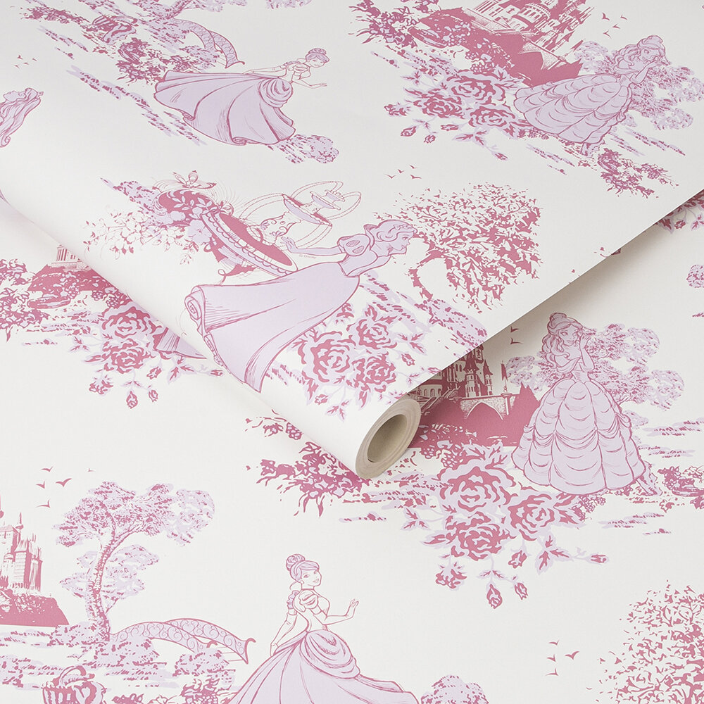 Princess Toile Wallpaper - Pink - by Kids @ Home