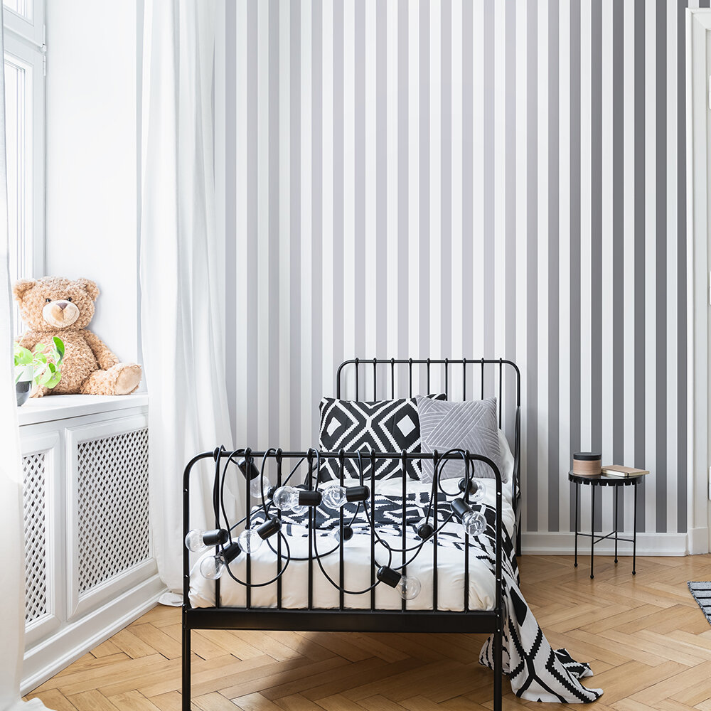 Stripe Wallpaper - Silver - by Kids @ Home
