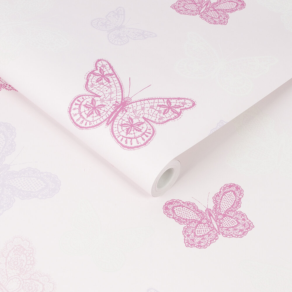 Butterfly Wallpaper - Pink - by Kids @ Home