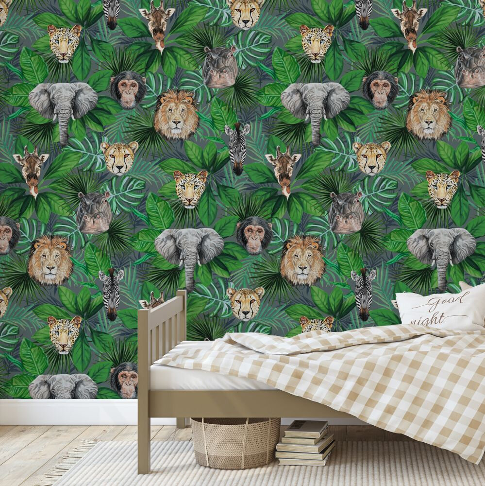 Geoffrey & Friends Wallpaper - Jungle Green - by Graduate Collection