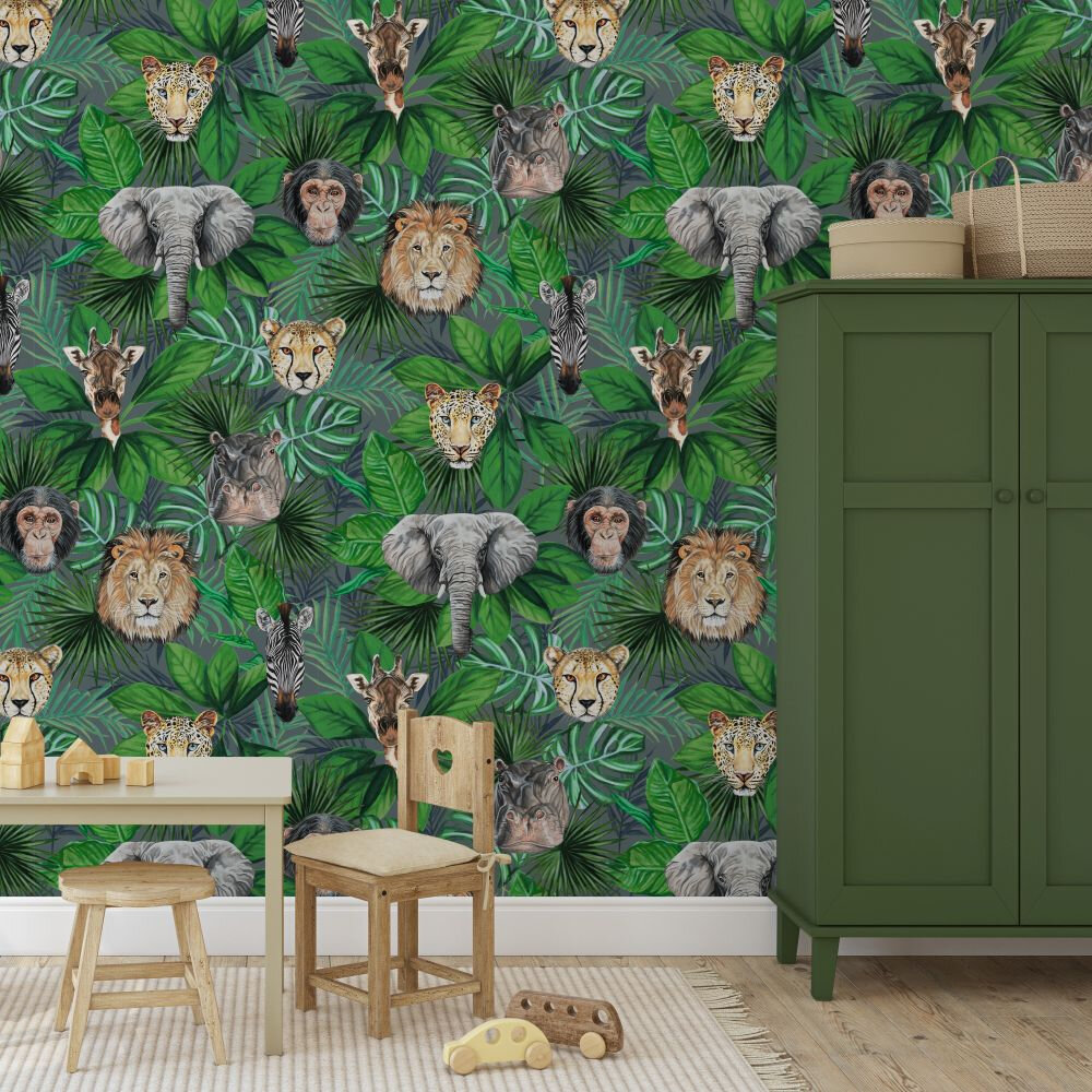 Geoffrey & Friends Wallpaper - Jungle Green - by Graduate Collection