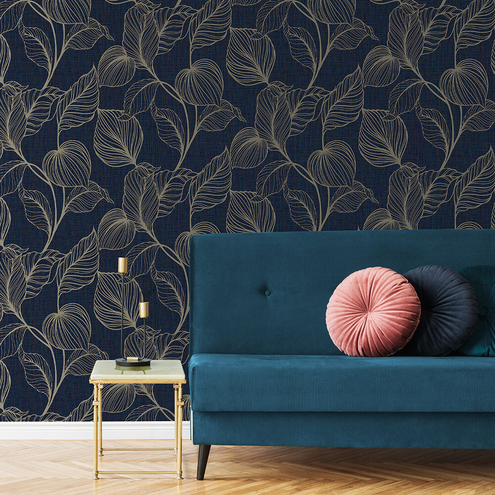 Royal Palm Wallpaper - Sapphire - by Boutique