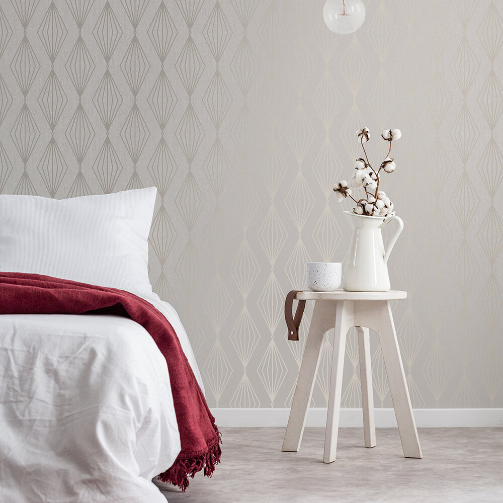Marquise Geo Wallpaper - Pearl - by Boutique