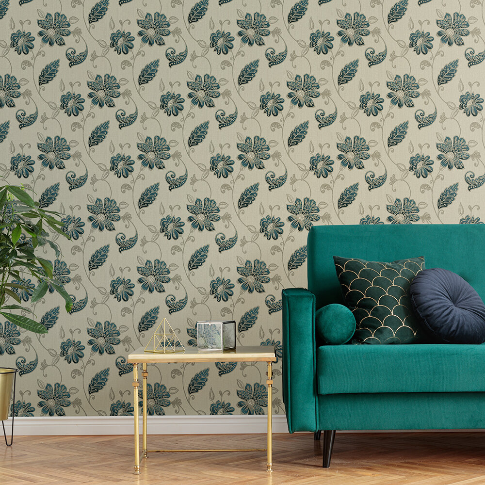Juliet Wallpaper - Emerald - by Boutique