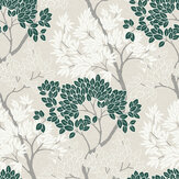 Lykke Tree Wallpaper - Dark Green - by Fresco. Click for more details and a description.