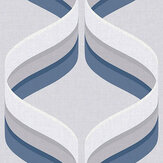 Retro Ogee Wallpaper - Grey/Navy - by Fresco. Click for more details and a description.