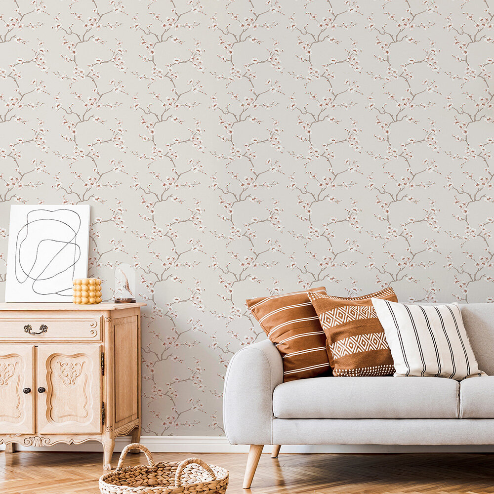 Apple Blossom Wallpaper - Burnt Orange - by Fresco
