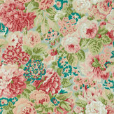 Rose & Peony Wallpaper - Blue Clay / Carmen Lt - by Sanderson. Click for more details and a description.