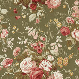Stapleton Park Wallpaper - Olive / Bengal Red - by Sanderson. Click for more details and a description.