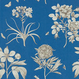 Papier peint Etchings and Roses - Bleu France - Sanderson. Cliquez pour en savoir plus et lire la description.