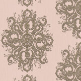 Baroque Damask Wallpaper - Blush Pink/ Gold - by Galerie. Click for more details and a description.