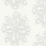Baroque Damask Wallpaper - Cream/ Light Silver - by Galerie. Click for more details and a description.