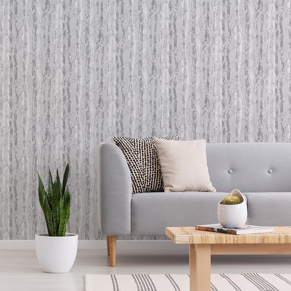 Dappled trees Wallpaper - Grey/Silver - by Fresco
