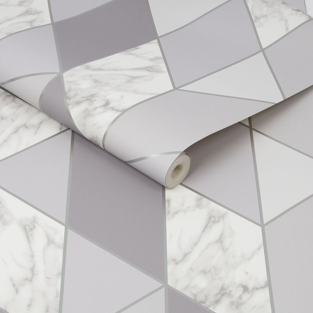 Marble Geo Wallpaper - Grey - by Fresco