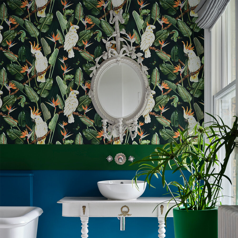 Birds of Paradise Wallpaper - Ocean - by Isabelle Boxall