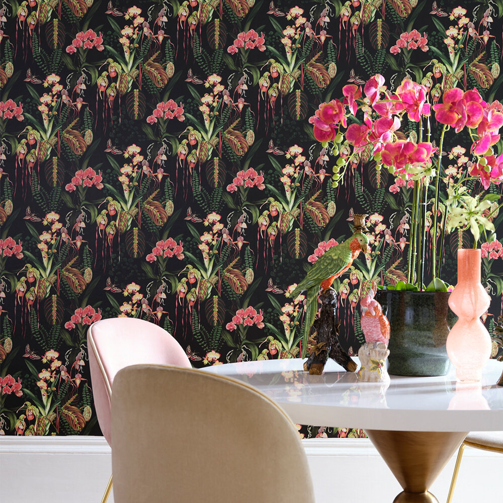 Orchid Jungle Wallpaper - Moss - by Isabelle Boxall