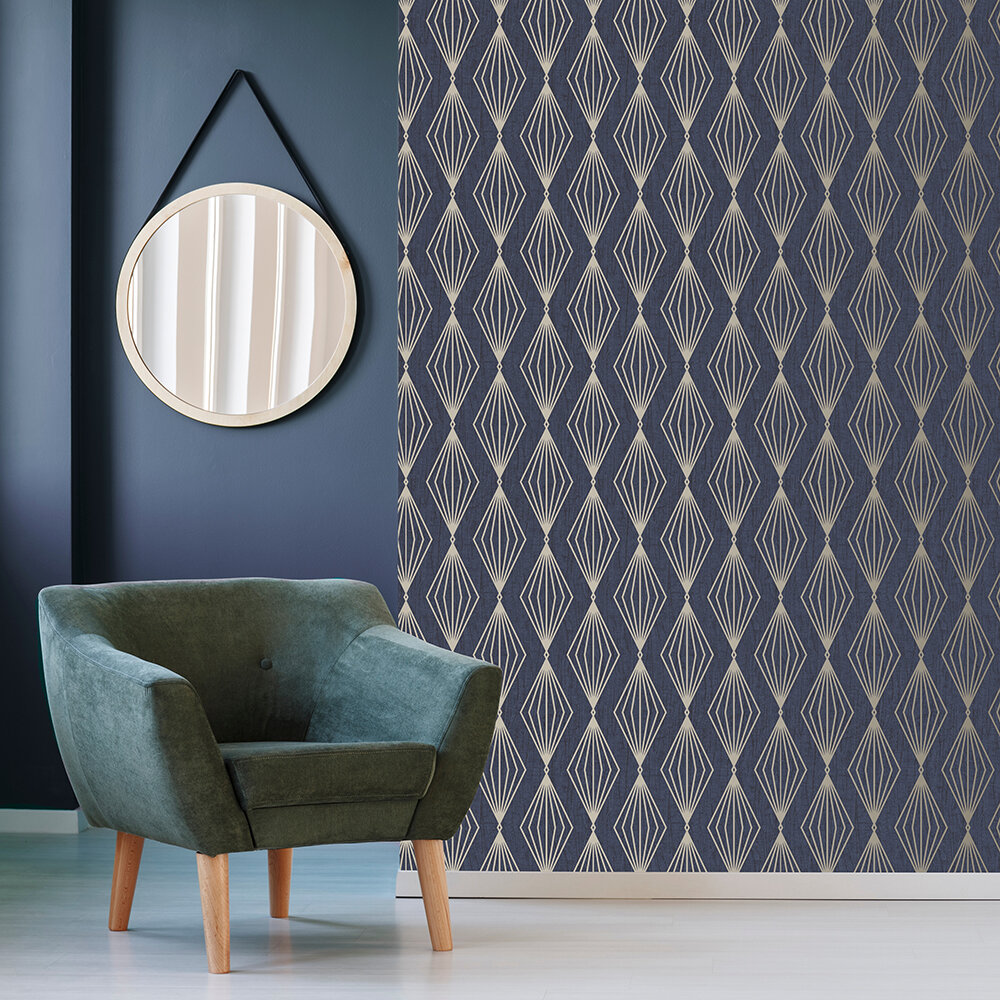 Marquise Geo Wallpaper - Sapphire - by Boutique