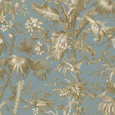 The Lost Gardens Toile Wallpaper - Teal - by Sidney Paul & Co. Click for more details and a description.